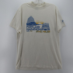 VINTAGE Portland Marathon Nike Shirt Men Large White 80s Five Miler Race Runner*
