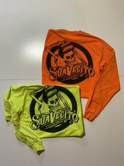 Lot Of 2 Suavecito Pomade Hair Styling Graphic L/S Orange Neon T-Shirts Sz. M