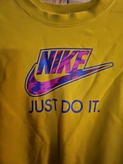 Nike Just Do It Color Block Long Sleeve Half Shirt Size Small Yellow, Purple
