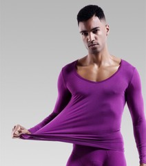 3Pack Men’s Long Sleeves T Shirts Undershirts Modal Slim Thin Underwear V-neck