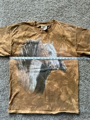 Y2K 2002 -The Mountain Graphic T-Shirt Leather Tag Mens XL Horse Portrait Print