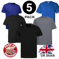Mens Plain T-Shirt 5 Pack 100% Cotton Heavy Blend High Quality Short Sleeve Tee