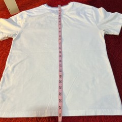 Polo Ralph Lauren V Neck White Top Navy Collar Large