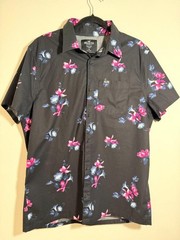 Hollister Epic Flex XL Black Floral Button Up Shirt Vacation Y2K Casual