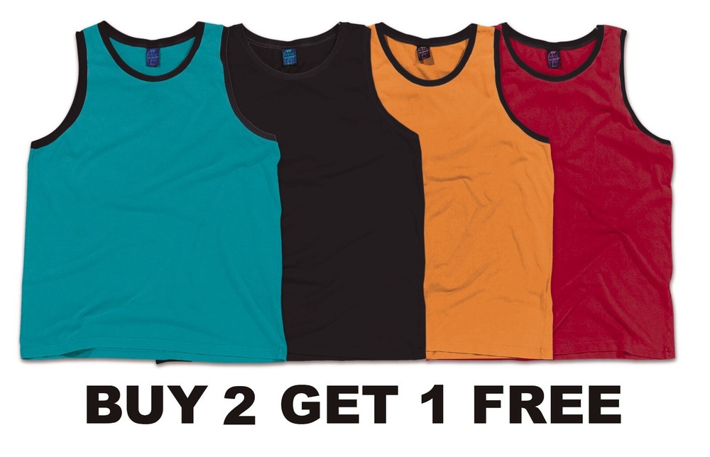 Hering Men’s Basic Jersey Cotton Muscle Shirt with Contrast Trim Tank Top 014D