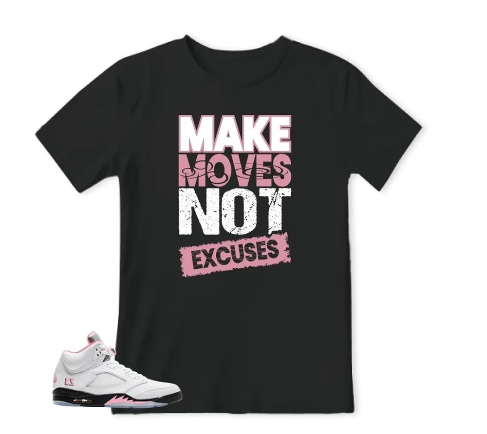 Sneaker Tees Shirt To Match Retro 5 Soft Pink AJ5 ,BLACK/WHITE