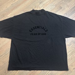 FEAR OF GOD ESSENTIALS HEAVY JERSEY CREWNECK T-SHIRT – JET BLACK SIZE XL