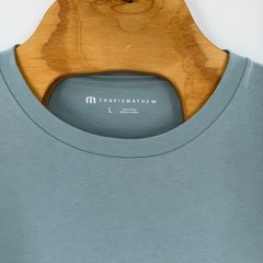 TravisMathew Social Club Mens Pocket T-Shirt Blue Green Cotton Tee Large NEW