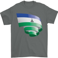 Curled Lesotho Flag Basotho Day Football Mens T-Shirt 100% Cotton