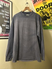 LEE vintage 90s SUN FADED Distressed Navy Long Sleeve GRUNGE Mock Neck Shirt XL
