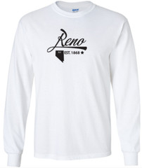 Reno Nevada State T-Shirt Long Sleeve Graphic Tee Unisex apparel Text logo