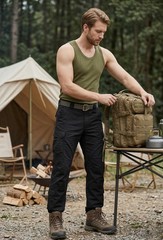 Army Vest Military Combat US Singlet Sleeveless Fancy Dress Tank Top Olive Green