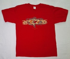Puerto Vallarta Mexico Shark Souvenir Red Cotton T-shirt Size L Yazbek