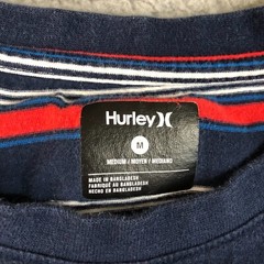 Hurley Shirt Men Medium Blue Stripped Surfer Skater Sports Logo Outdoor Athletic
