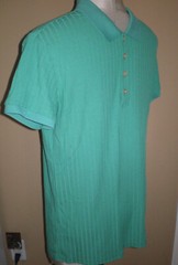 NITAGUT Mens Seafoam Green Casual Short Sleeve Collared Ribbed Knit POLO Shirt S