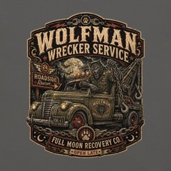 Wolfman Tow Truck Comfort T-Shirt Werewolf Wrecker Tee S-4XL