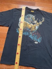 Vtg 90s Woolrich Deer Hunt T-Shirt Black Men’s XXL Single Stitch Harlequin Print