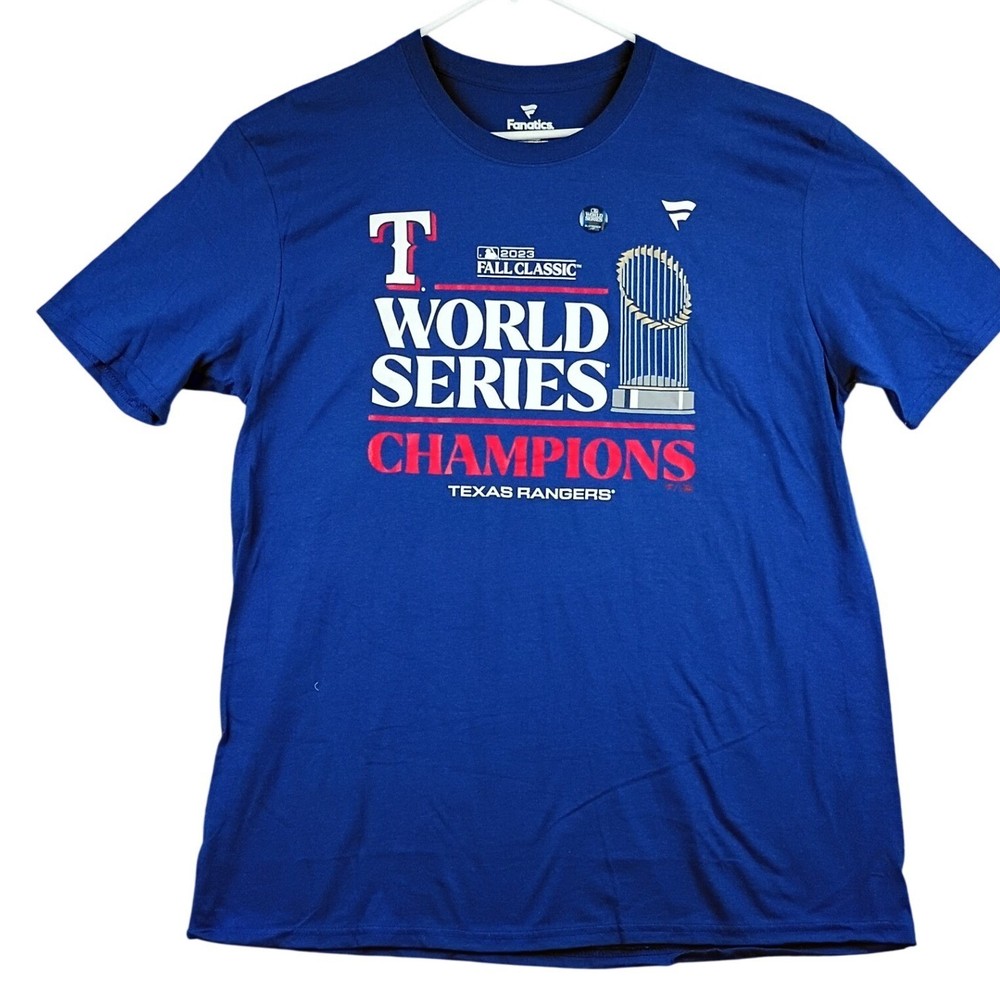 Fanatics T-Shirt Men XL Blue NEW Texas Rangers 2023 World Series Champions Tee