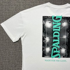 Spalding Basketball T Shirt White Teal Double Sided Relaxed Fit Mens XL Sports