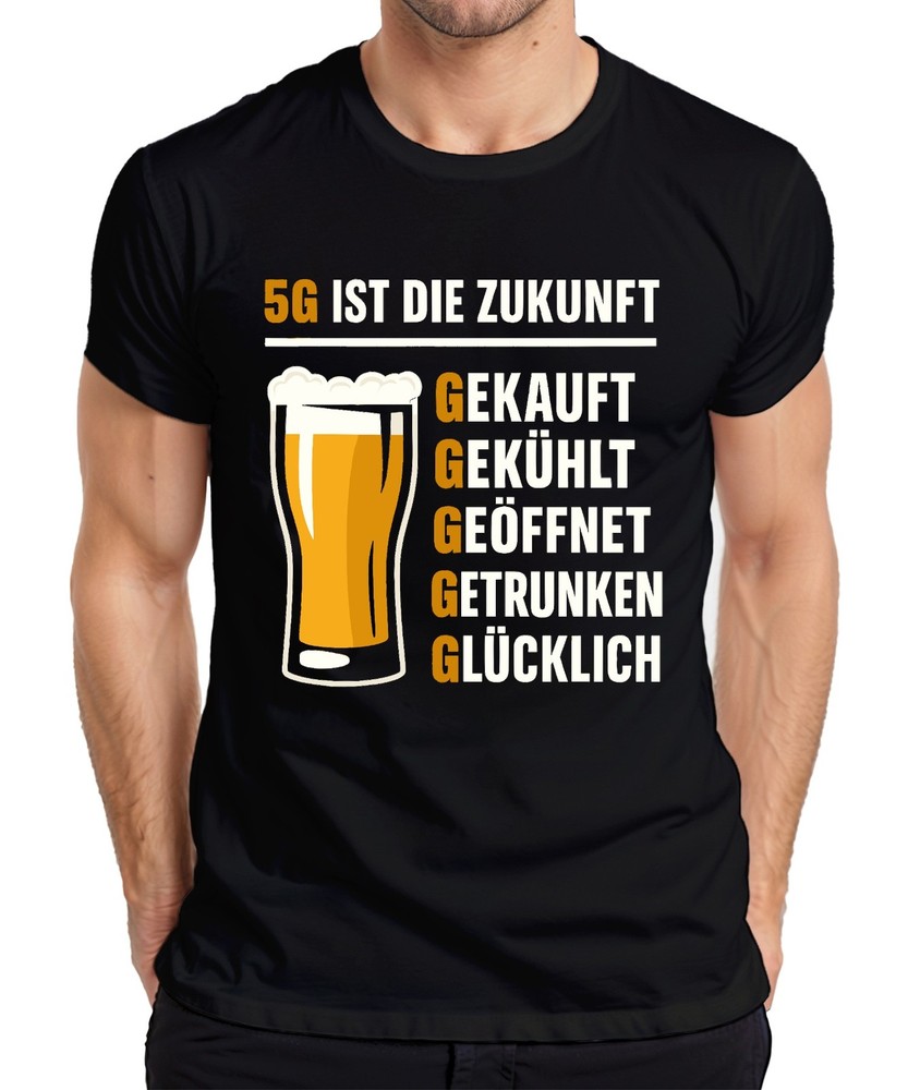 5G Is The Future Bought Chilled Drunk Beer Beer Glass Pub Men’s T-Shirt
