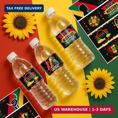 140 Pcs Black History Month Water Bottle Labels, 8.6″ x 2″ Waterproof Freedom Da