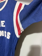1960s Home Savings Blue Distressed Durene Ringer Jersey T-Shirt Flaws S