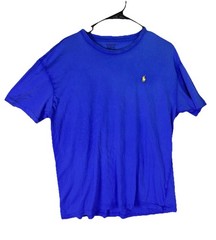 Polo Ralph Lauren Shirt Medium Blue Yellow Pony Crew Neck T Shirt Preppy Casual