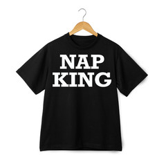 Nap King Sleepy Head Graphic Print T-Shirt Lazy Humor Casual Daily Tee