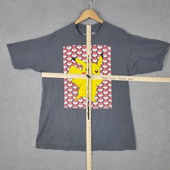 Pikachu Pokemon Mens XL Shirt Graphic Gray Poke Ball Retro Short Sleeve