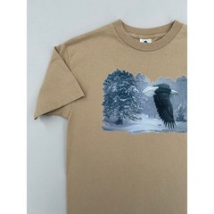 Alstyle Apparel Bald Eagle Winter Scene Graphic Tee Tan Mens Medium Bruce Miller