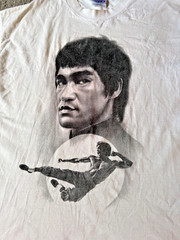 VTG 90s Bruce Lee Portrait Men’s White Single Stitch T-Shirt – Size XL