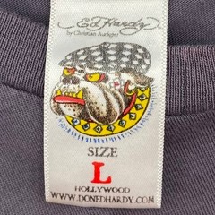 Y2K Ed Hardy Audigier Tattoo Art Skull Graphic Tee L Cotton Grey Made In USA