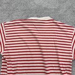 Vintage Willis & Geiger Shirt Mens Large Red White Striped Crew USA Wheres Waldo