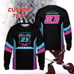 Personalized Neon Motocross Long Sleeve Shirt, Custom Rider Name Number