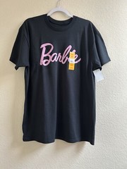 Barbie Mens Short Sleeve Black Crewneck Logo Graphic T- shirt Size L (42-44) NEW