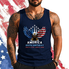 250 Years 1776 2026 Birthday Eagle Jets Flag 4th of July Men Tank top
