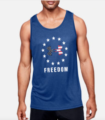 Under Armour Tank Top Mens Authentic Blue UA Tech USA Freedom Graphic Training