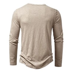 Camisa De Manga Larga Moda Lujo Camiseta Elegante Algodón Cuello V Para Hombres