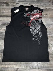 Quiksilver Graphic Logo Print T-Shirt Black Men’s XL Sleeveless Crew Neck