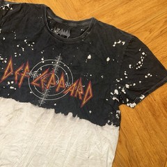 Def Leppard Tshirt Size Large Black White 2-Tone Colorblock Band Tee Rock