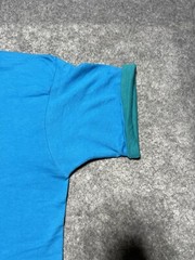 Vtg DISTRESSED Blue Single Stitch 1990’s Shirt sleeve cuff collar Blank L Skate