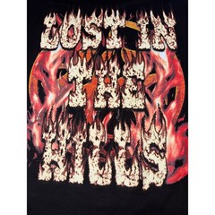 Lost In The Hills Mens XL Skull Flame Graphic T-Shirt Black Streetwear Cotton