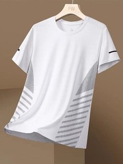 Breathable Men’s Ice Silk Mesh T-shirt Round Neck Short Sleeve Fashion Style