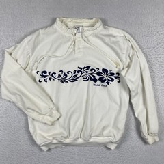 Crazy Shirts Shirt Mens XS Floral Hawaii Drawstring Long Sleeve USA Travel Beach