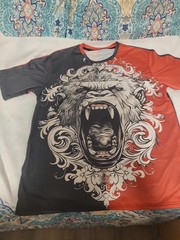 ONE MEN’S 3D PRINTED ROARING LOIN GRAPHIC T-SHIRT X-LARGE FELLS LIKE SILK NEW