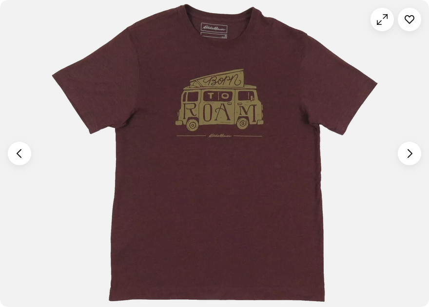 EDDIE BAUER MEN’S BORN TO ROAM GRAPHIC & CREW T-SHIRT (BURGANDY, SMALL)NWOT