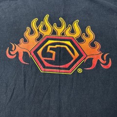 Y2K Matco Flames Logo Distressed Graphic Work Wear Short Sleeve T Shirt Size Med