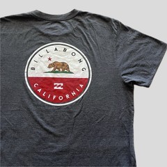 Billabong Gray Red Cotton Blend California Logo Surf T Shirt, Men’s Size XL