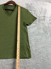John Varvatos Wooster Shirt Mens Medium Green Linen Slim Fit V Neck Casual READ