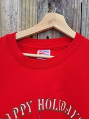 Vintage 90s Happy Holidays Shirt Size XL Hanes Heavyweight 50/50